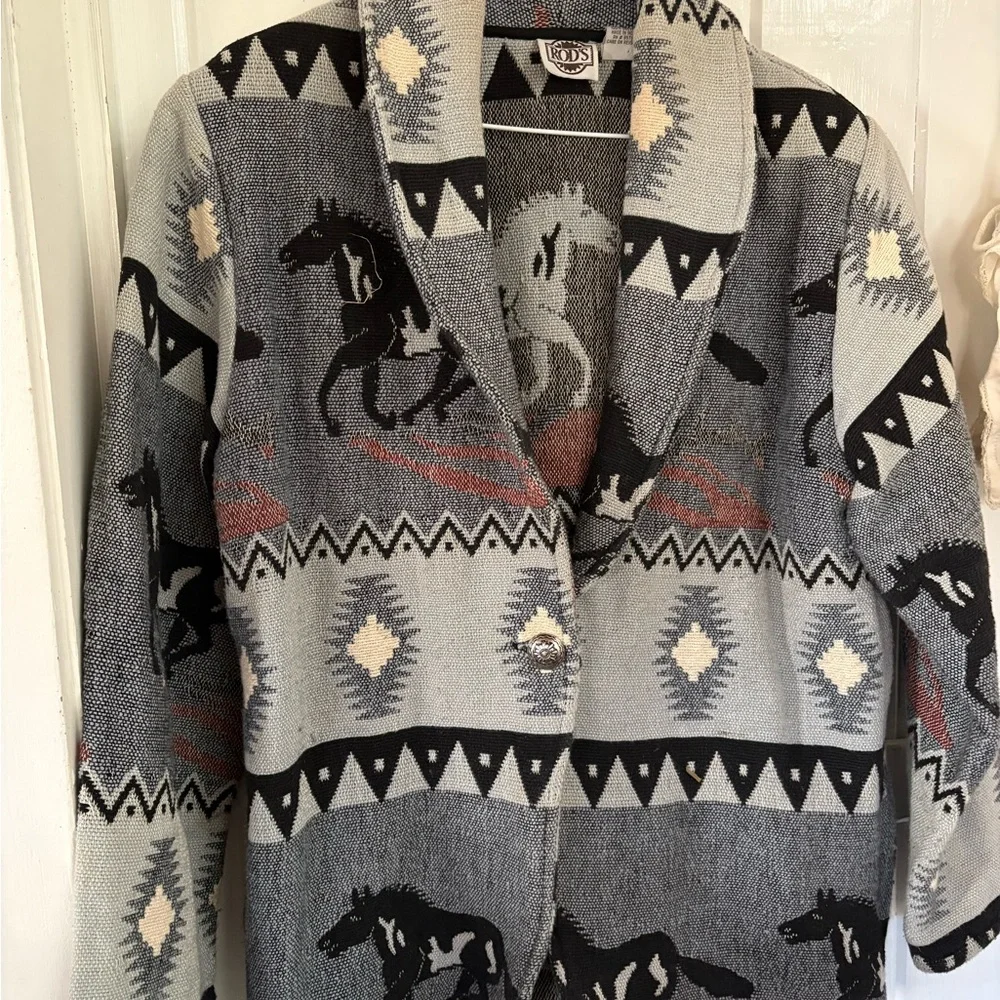 Vintage Horse Patterned Jacket 100 %Cotton Medium/XL - Picture 7 of 7